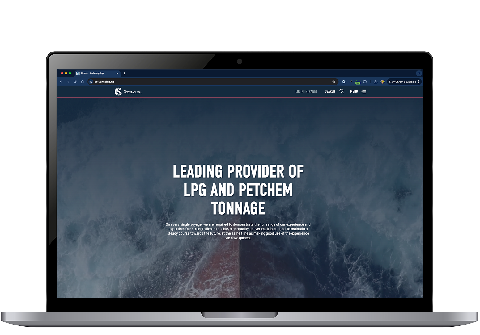 Desktop modell av Solvang sin nye nettside