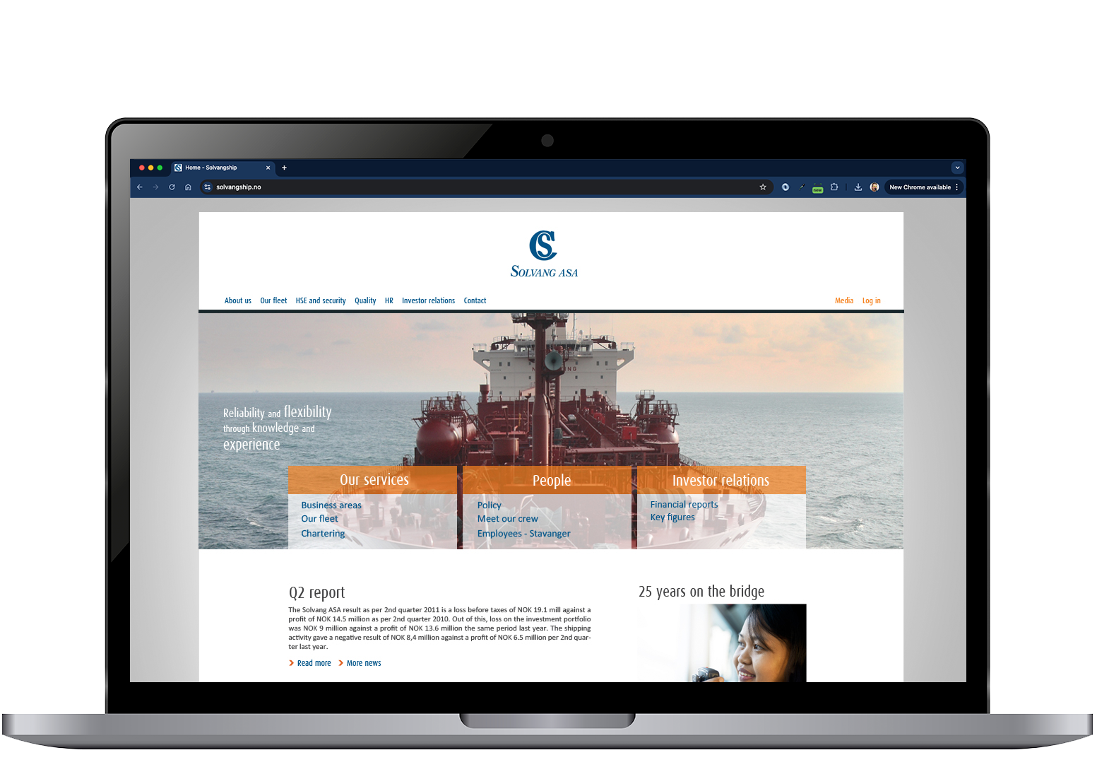 Desktop modell av Solvang sin tidligere nettside